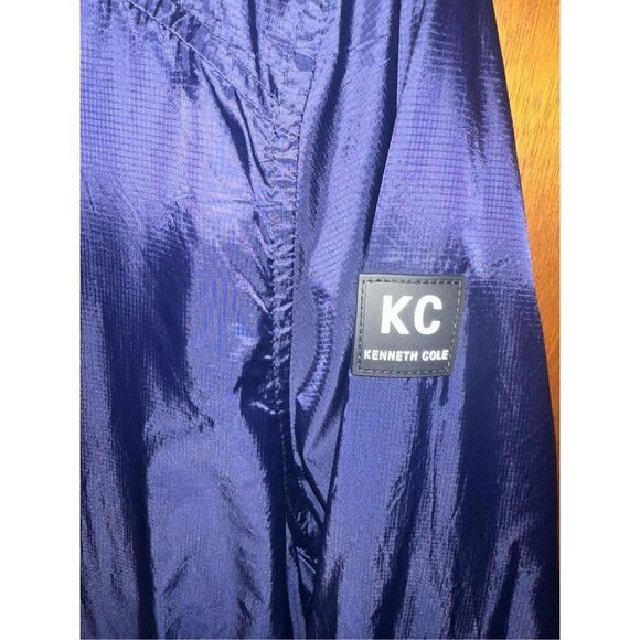 Kenneth Cole Jacket Women’s  Large Navy Blue Hooded Zip  Rain Wind Casual - Picture 1 of 5